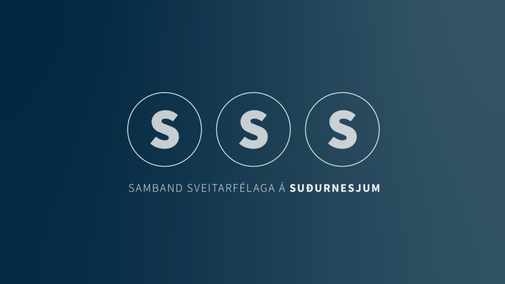SSS Logo, Hvítt, Blár Bakgrunnur